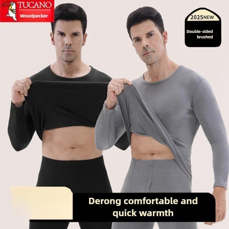 Picchio Autunno e Inverno Interno in velluto double face Abito caldo da uomo Slim-fitting Fondo Pigiama caldo delicato sulla pelle Uomo