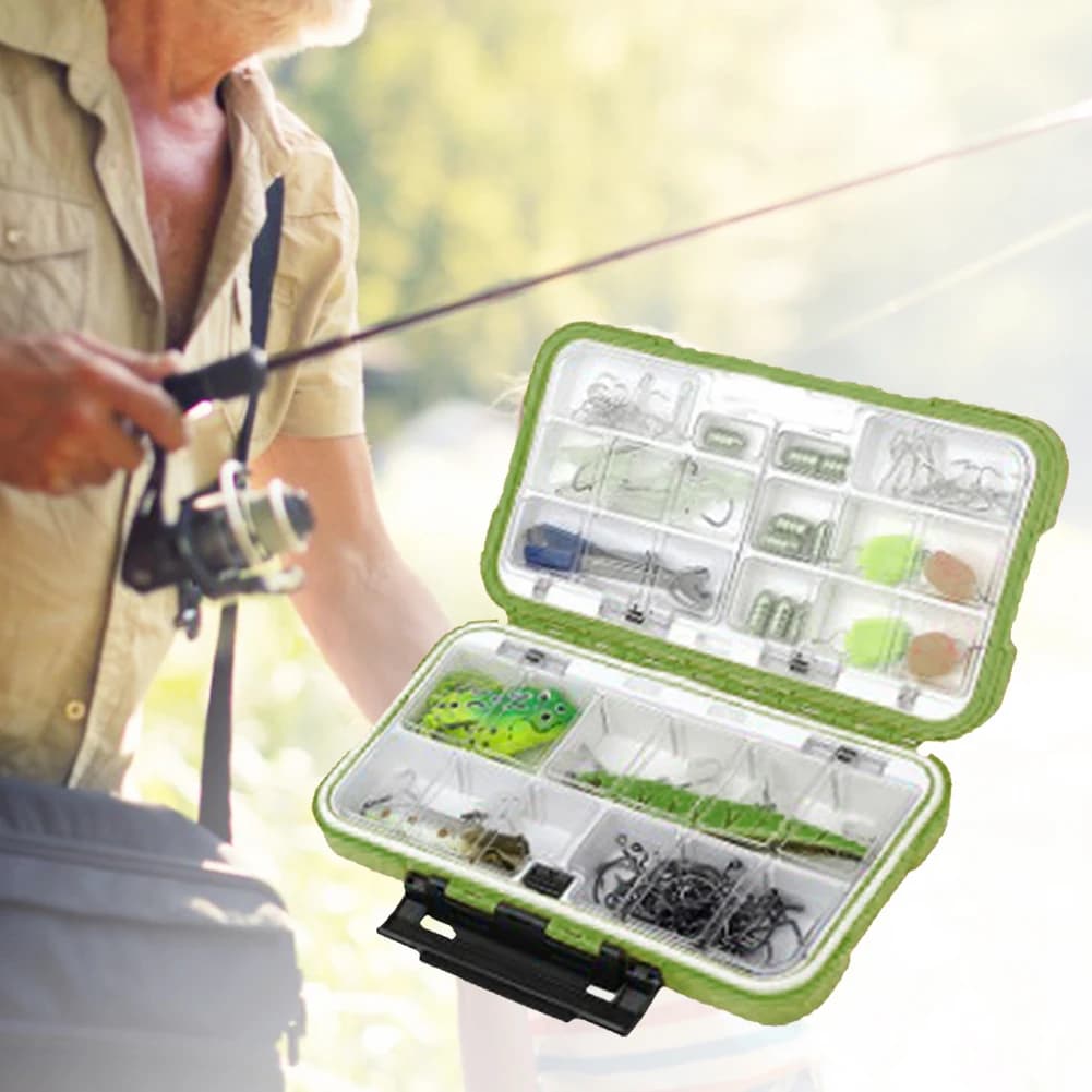 Scatola porta esche impermeabile a doppio lato in ABS, scatola portaoggetti per attrezzatura da pesca, organizer multifunzionale per accessori e ami