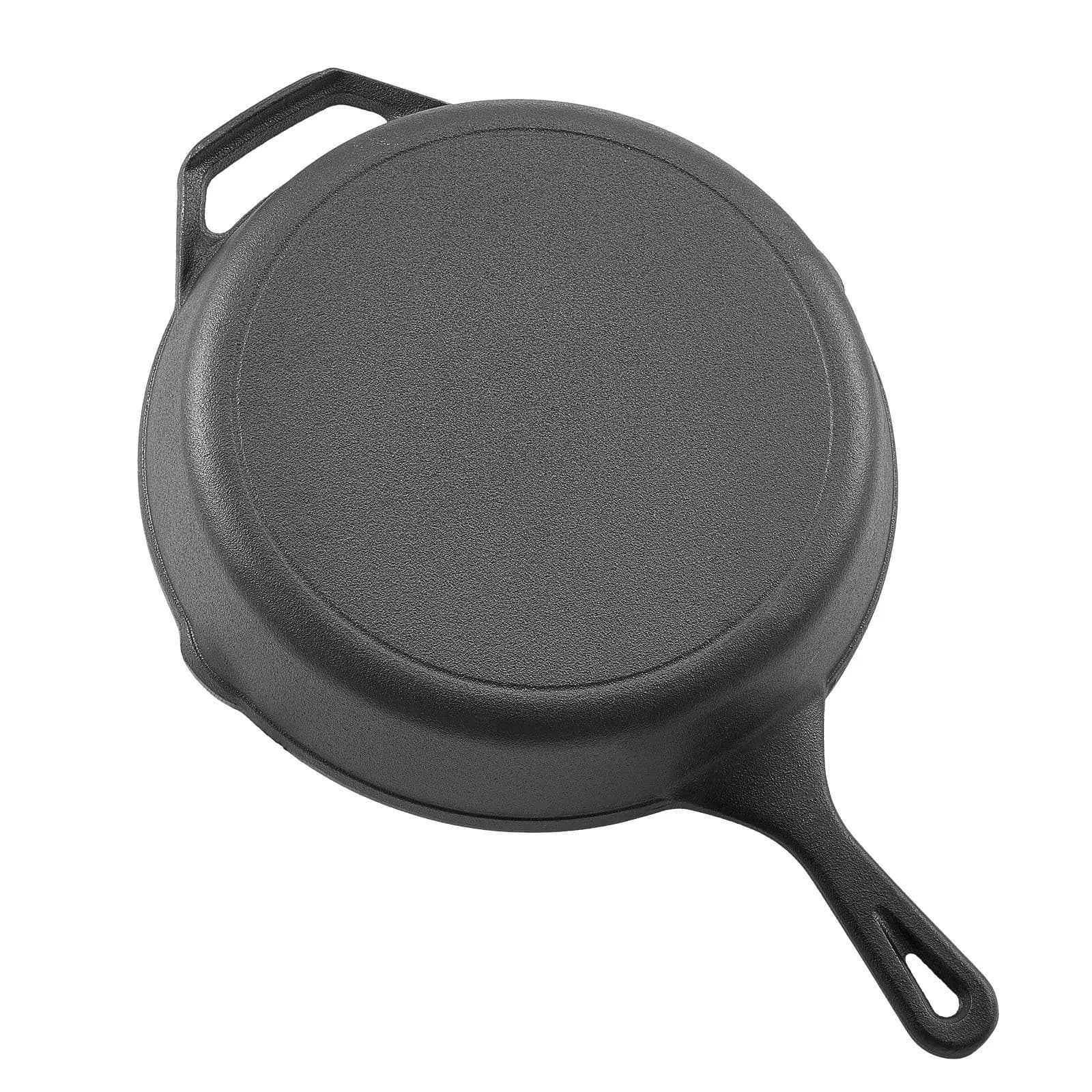 Set di Padelle in Ghisa, 4 Pezzi (6, 8, 10, 12 Pollici), Padelle con Manico in Silicone Resistente al Calore, Pretrattate per Chef