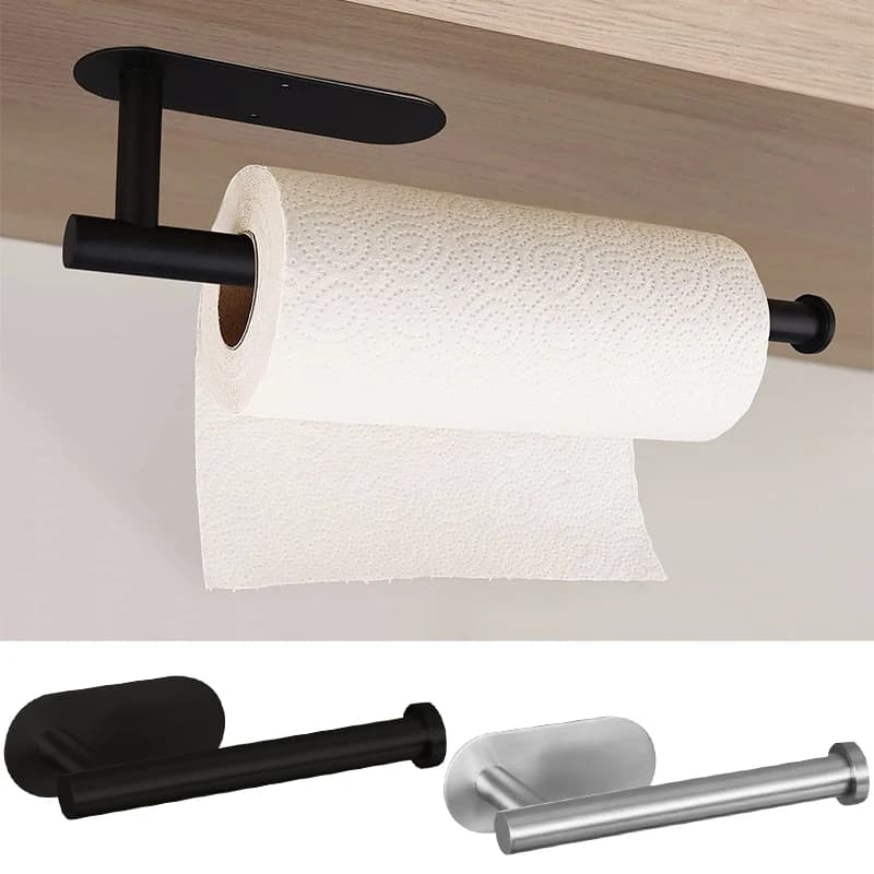 Porta asciugamani di carta in acciaio inossidabile Porta rotolo di carta sospeso Porta carta igienica Portaoggetti in pellicola di plastica Porta asciugamani a parete