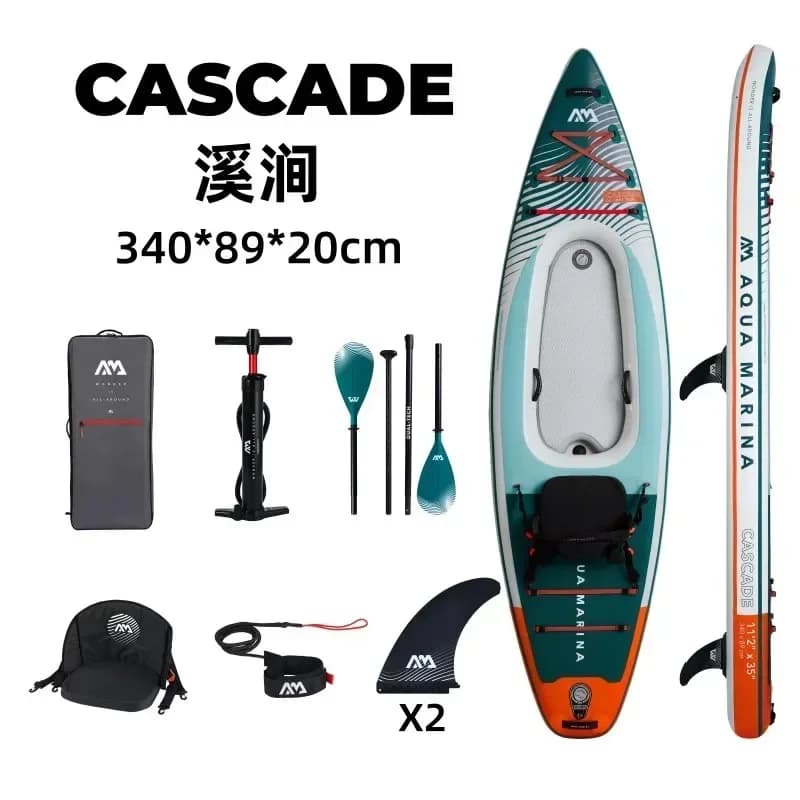 AQUA MARINA CASCADE TANDEM-Placca Stand Up Paddle gonfiabile, Barca da kayak, Zattera SUP, 1/2 persona, 2 in 1