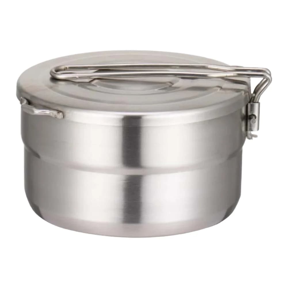 Outdoor Camping 304 Stainless Steel Folding-Handle Picnic Cooking/Steaming Pot Camping Cooking Supplies