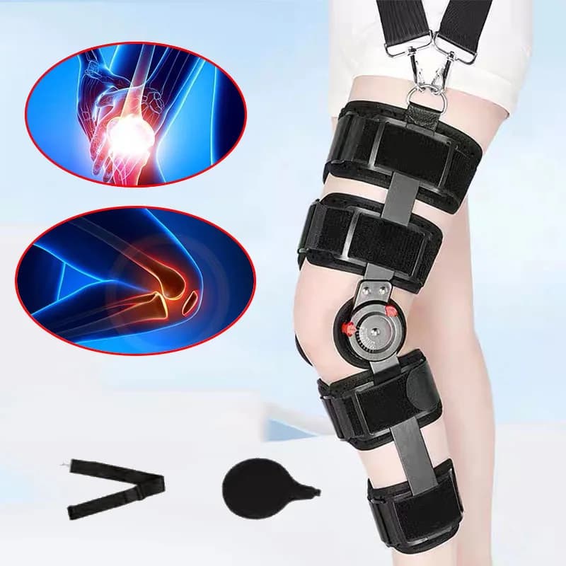 Adjustable Hinged Orthopedic Knee-Joint Support Knee Leg Brace Protector Post Surgery Bone Orthosis-Ligament Care Joint Support