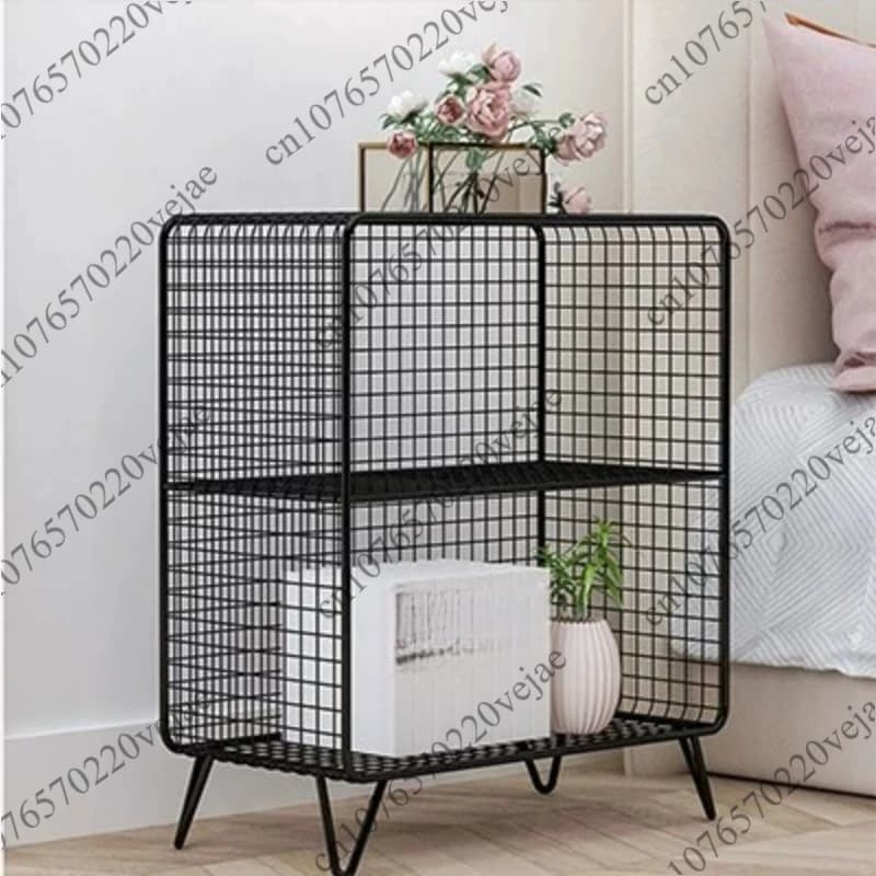 Scaffale Nordico Multistrato in Ferro, Organizzatore a Griglia, Espositore da Terra per Soggiorno, Scaffale Versatile e Pratico