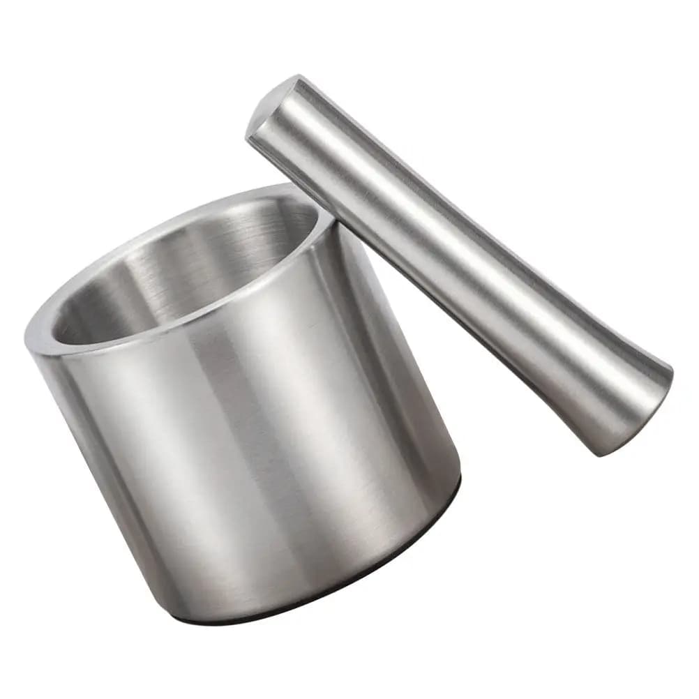 1Set Stainless Steel Garlic Mortar and Pestle Set Heavy Duty Kitchen Grinder Bowl for Crushing Garlic Spices Nuts Seasoning