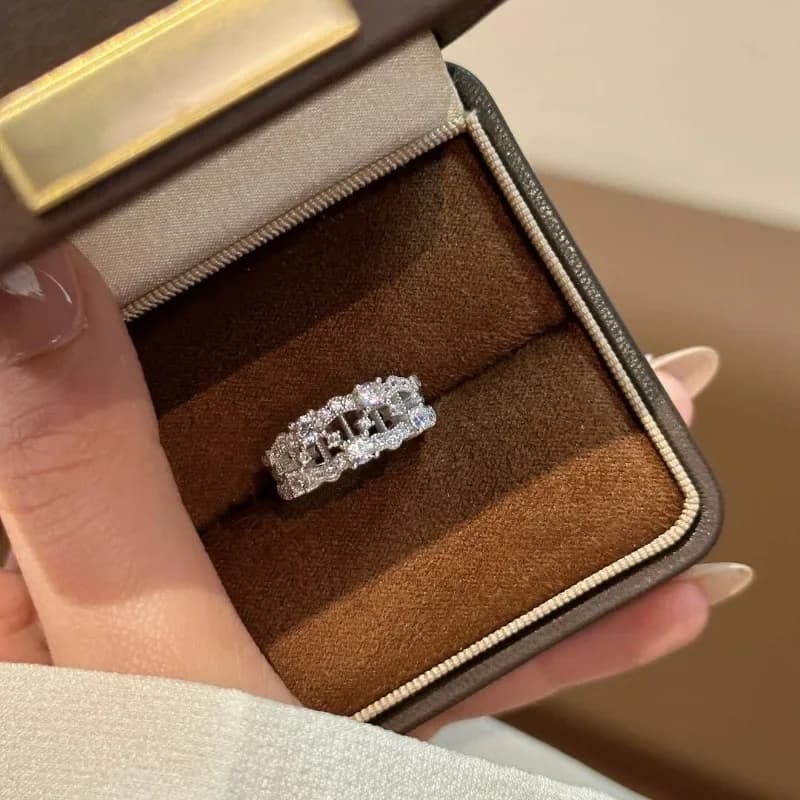 anelli di diamanti arpa di pizzo vintage per le donne moda scava fuori luce lusso Ispirazione squisito anello coppia regalo di gioielli per feste