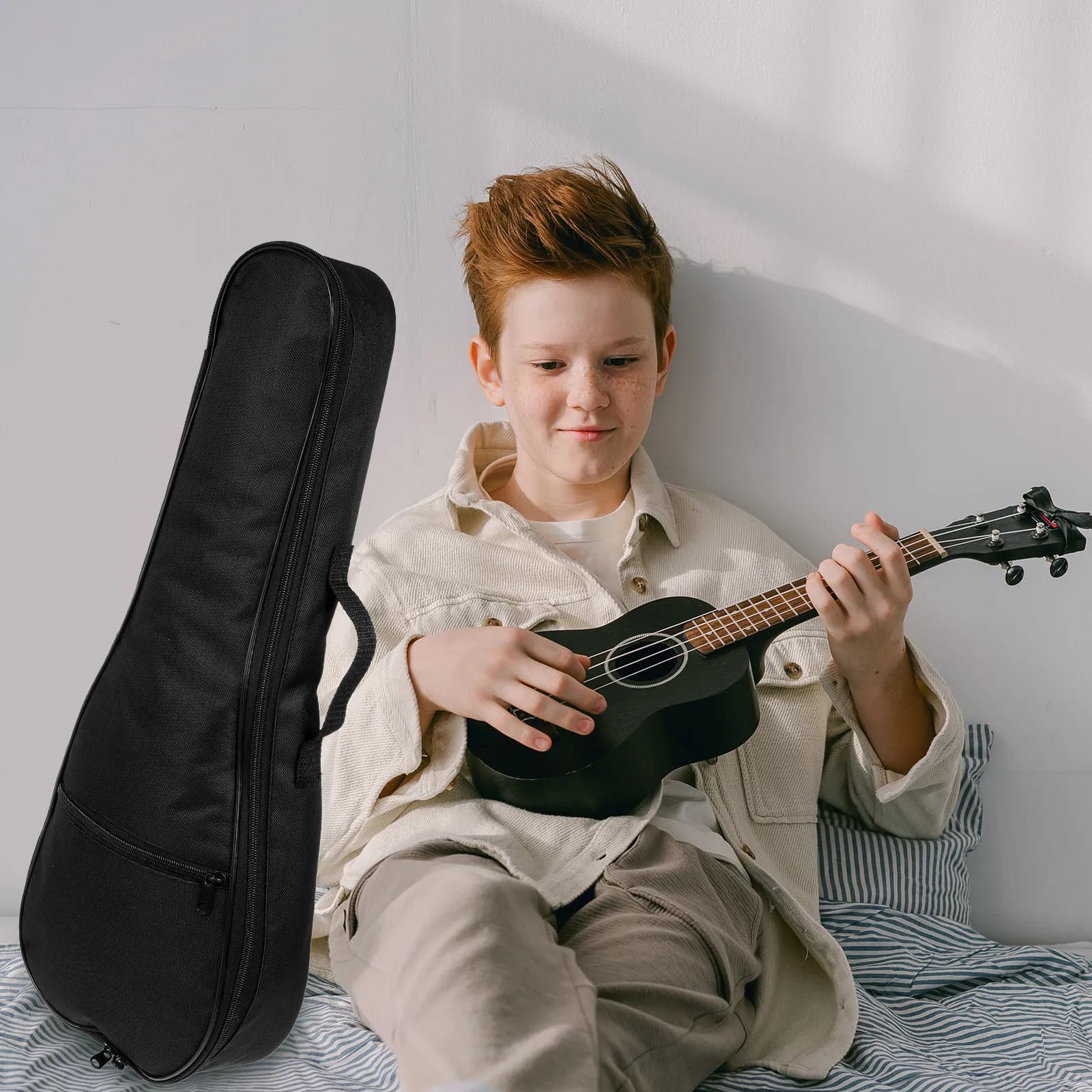 Borsa portatile per ukulele da 21 pollici, in tessuto Oxford impermeabile, leggera, custodia da viaggio per musicisti, principianti ed esperti