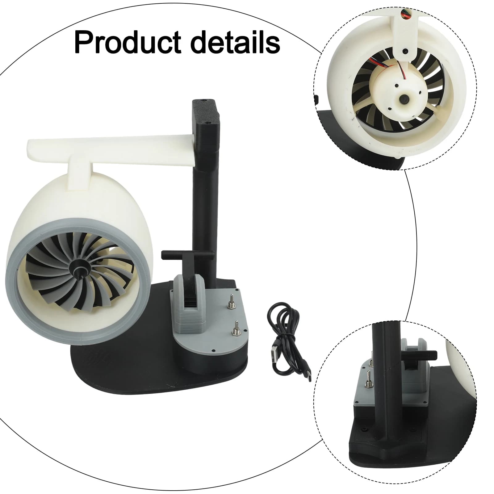 Ventilatore da Scrivania USB Funzionale con Umidificatore Stile Motore a Reazione, Funzione Nebulizzante e Luce LED a Fiamma per Flusso d'Aria Ambientale