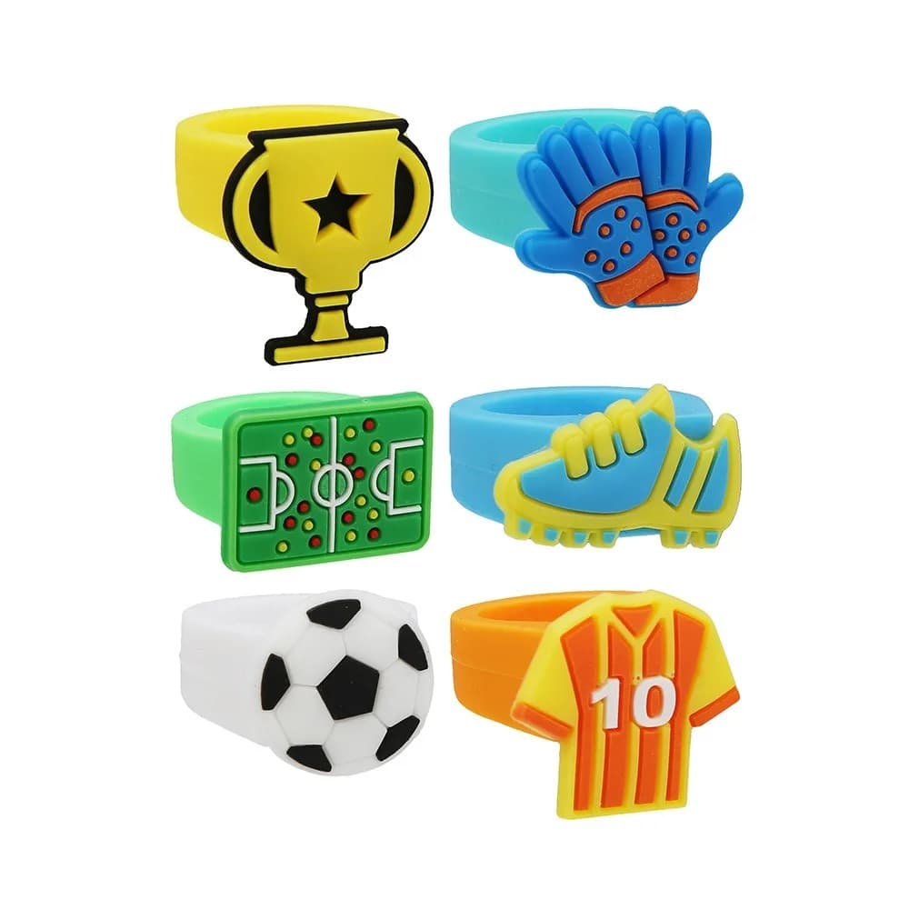 10-30 Pieces Silicone Rings Theme Football for Birthday Partys, Carnival, Filling Gift Bags, Party Awards