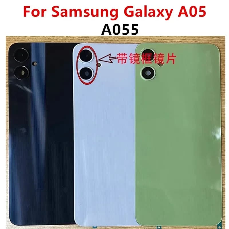 A055 Housing For Samsung Galaxy A05 6.7" Plastic Battery Back Cover Repair Replace Door Rear Case + Camera Lens