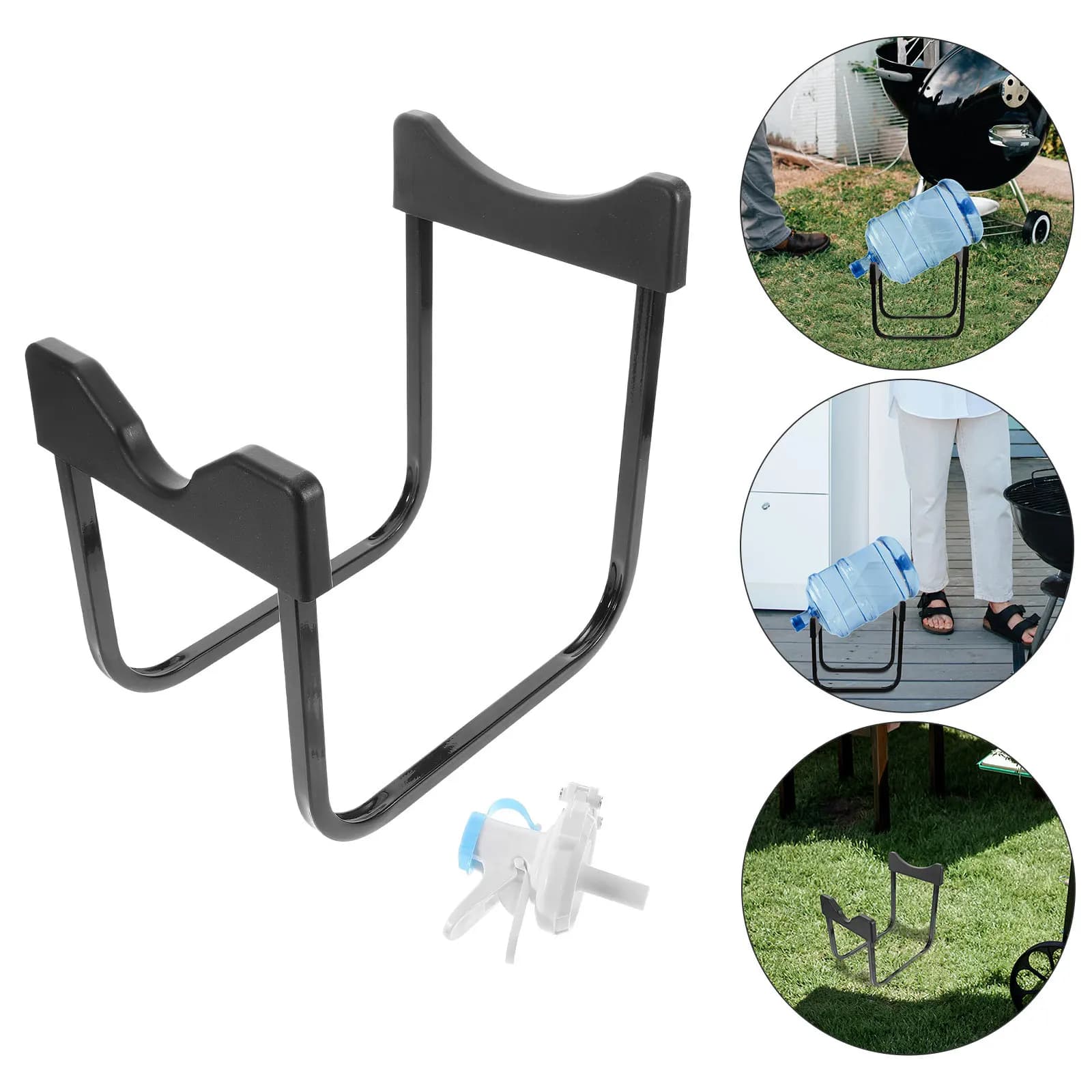 Supporto Staccabile per Bottiglie d'Acqua da 5 Galloni, Portatile e Pieghevole in Ferro e Plastica, Antirovesciamento, per Campeggio all'Aperto