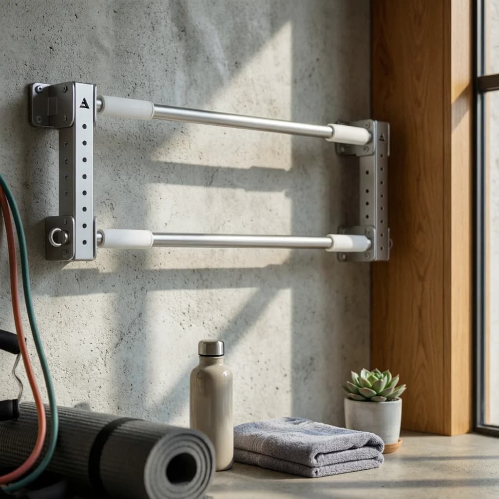 Pull-up Bar with Hanging Rings Height Adjustable Wall-Mounted Pull-up Bar Sturdy Rust-Proof for Fitness Enthusiasts, Home Gym