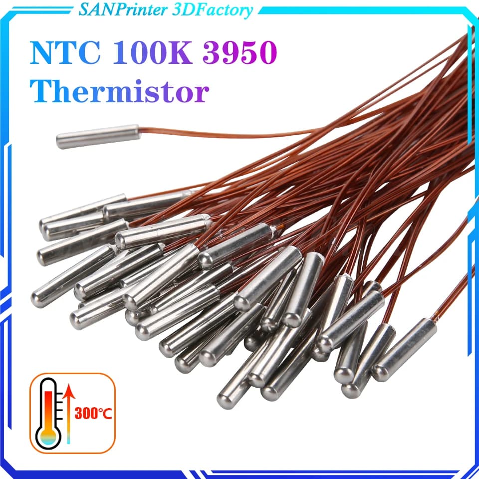Sensore di Temperatura NTC100K, Cartuccia Termistor NTC 3950 per Estrusore Stampante 3D Mk8 V6 Volcano CR10 M3 Hotend per Voro Aggiornato