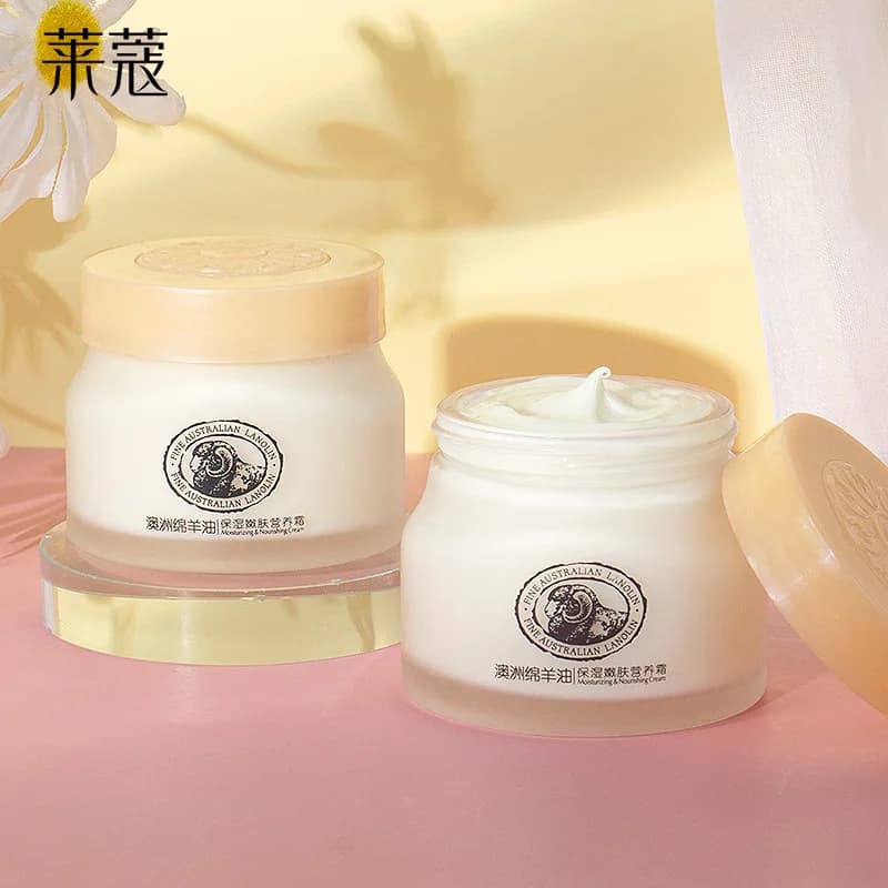 LAIKOU Crema per il viso Collagene Crema idratante per il viso Crema all'olio di pecora Lanolina Idratante per la pelle Crema lenitiva, idratante e schiarente