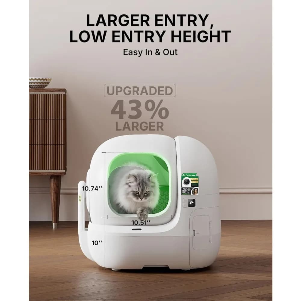 Lettiera per Gatti Autopulente con Telecamera AI, Controllo WiFi 5G, Apertura Extra Large, Obiettivo Grandangolare 210°