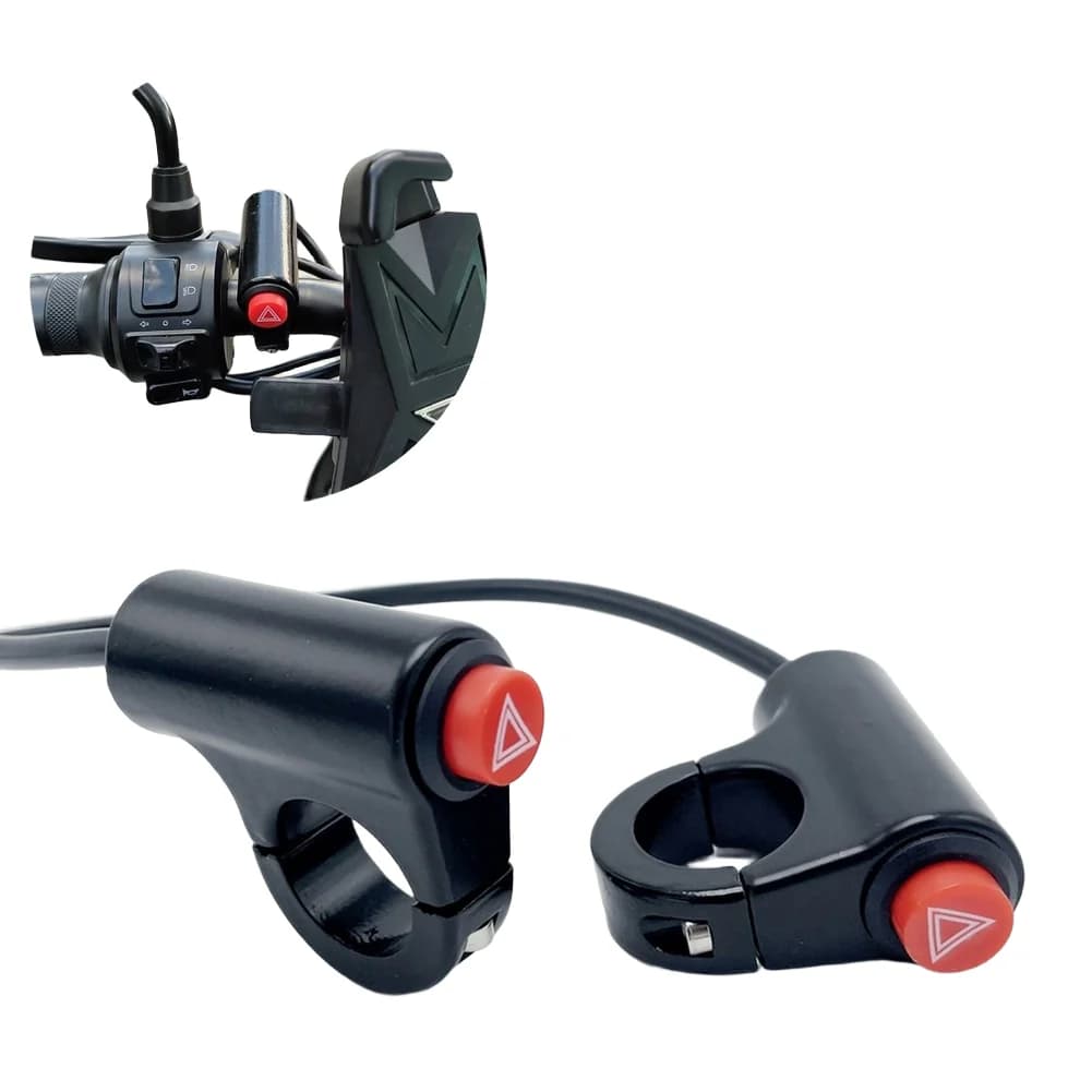 KG-037E Pulsante interruttore LED per moto, luce sul manubrio, notifica lampeggiante doppia, adatto per la maggior parte delle bici elettriche e delle motociclette