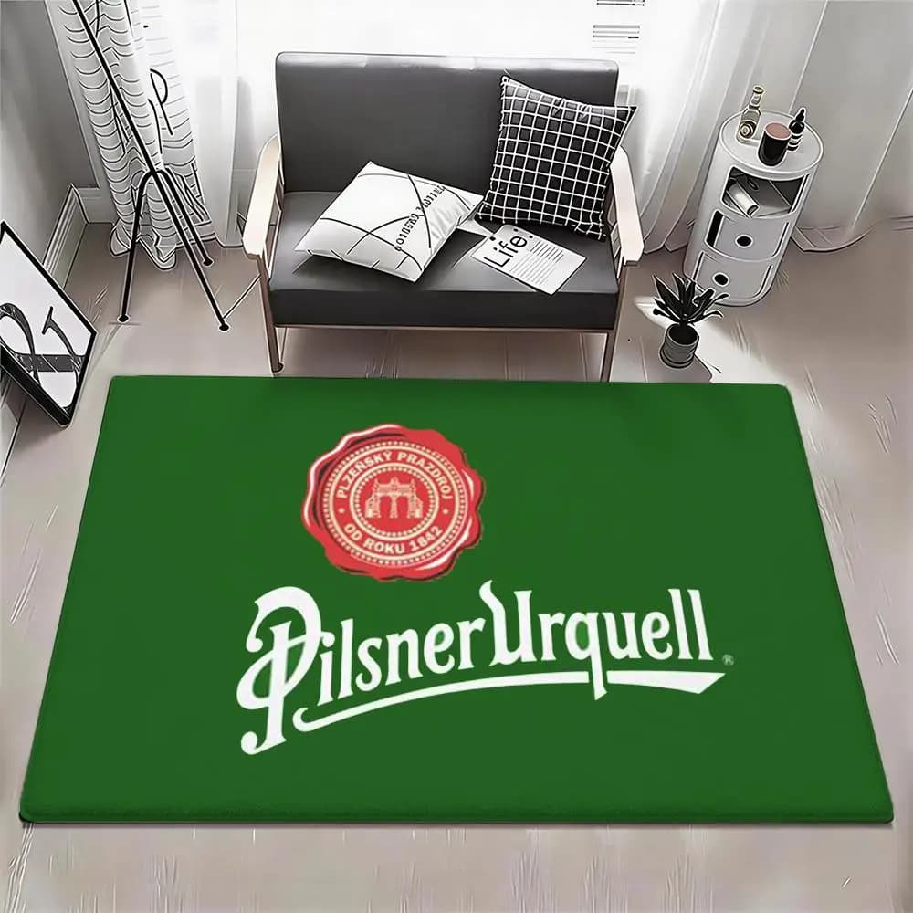 Tappetino P-Pilsner Urquell Eco - Tappetino in flanella antiscivolo inodore per interni, tappeto morbido in peluche corto per la casa