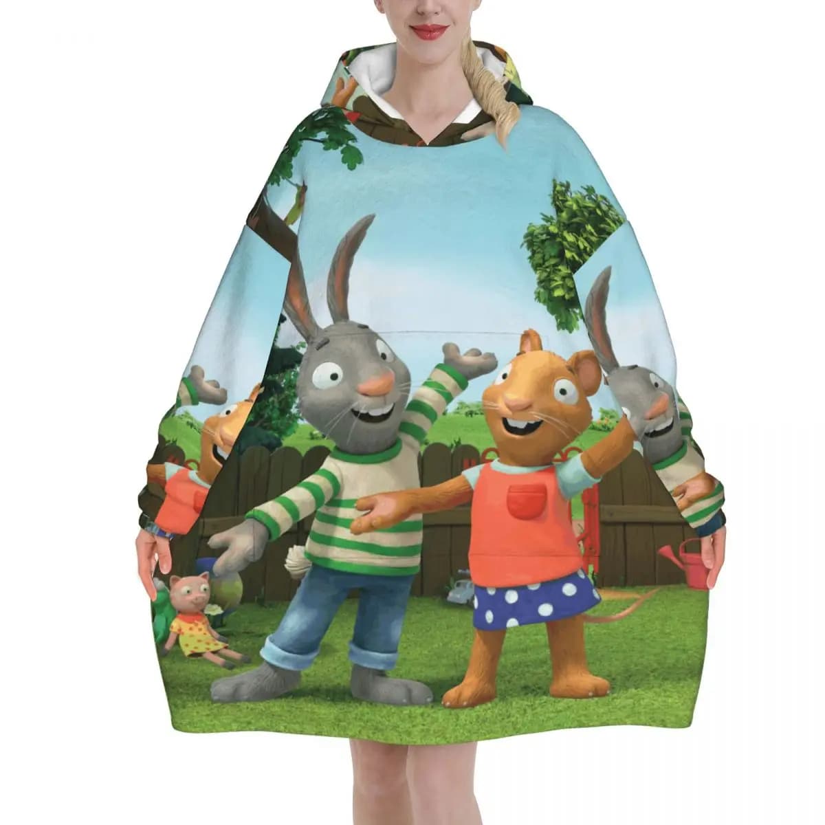 Pips Posys Blanket Hoodie Wearable Blanket Large with Pocket Warm Sleeping Bag Soft Cozy Onesie