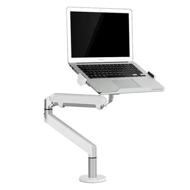 Single screen monitor with pneumatic arm with multidimensional rotating function in hot selling aluminum and laptop support