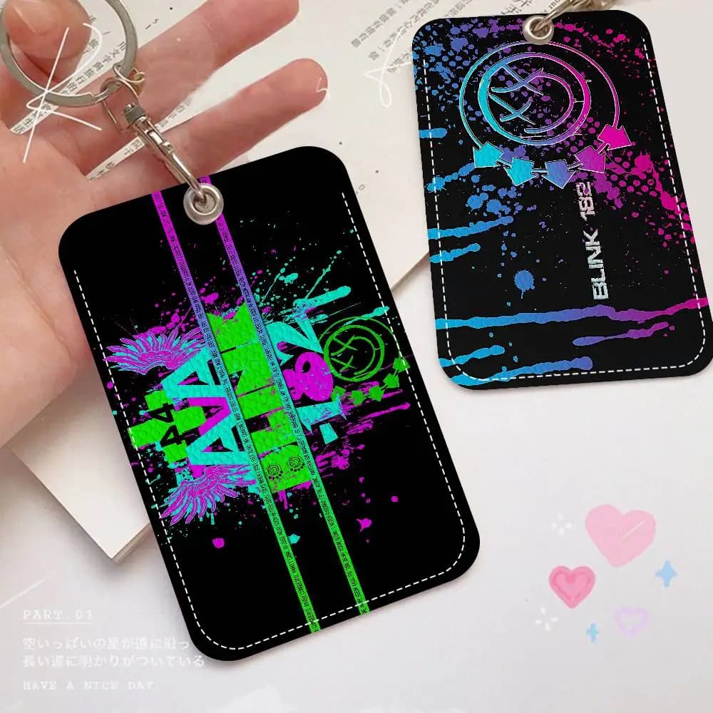 B-BLINK-182 Leather Badge Door with Keychain, Access Towel Case, ID Towel Holder with Keyring Ring