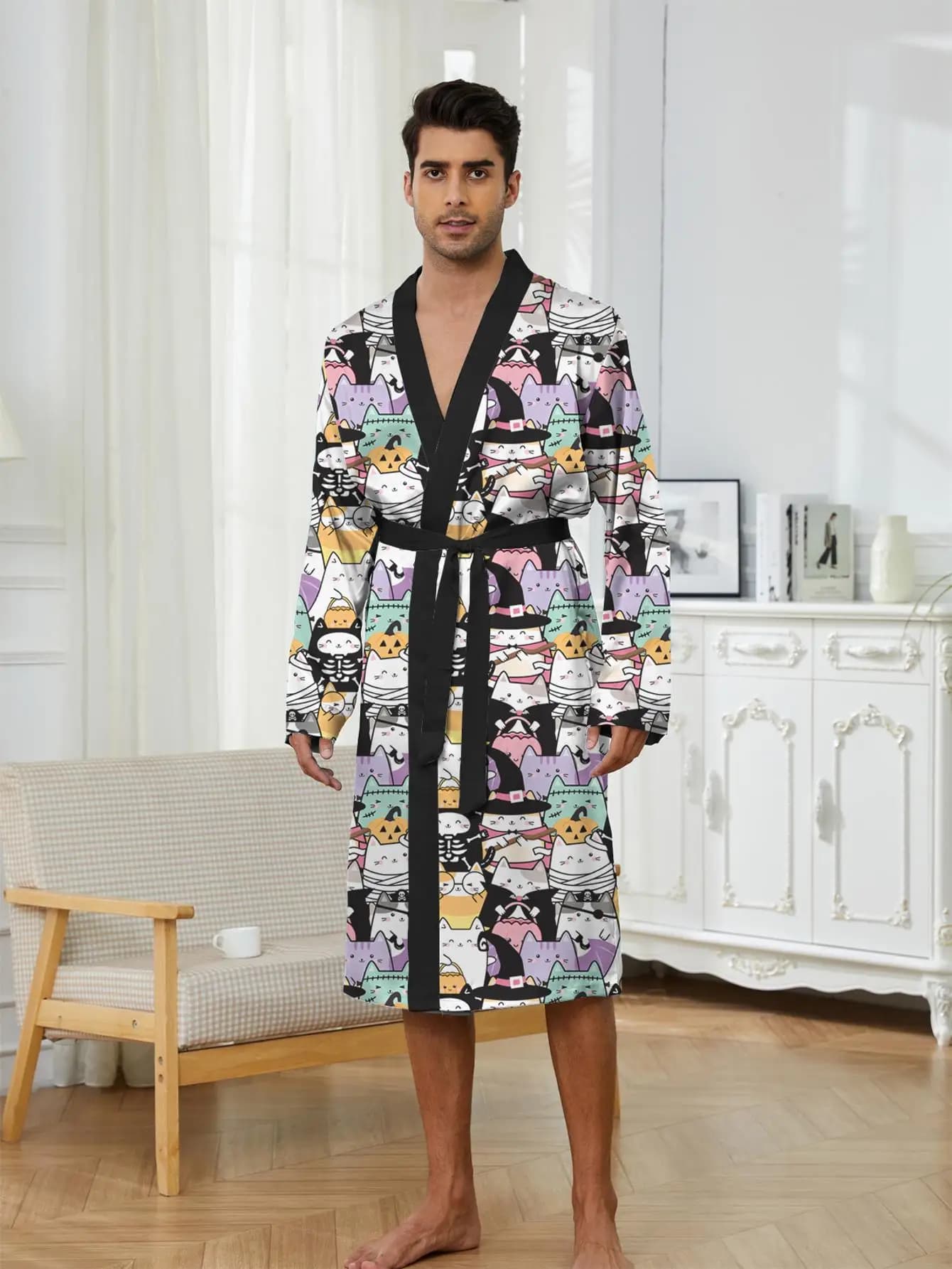 1pcs Men's Robes 2026 Spring/Summer Bathrobe man Graphic 3D Printed Robes Breathable Robe man Men's bathrobe robe