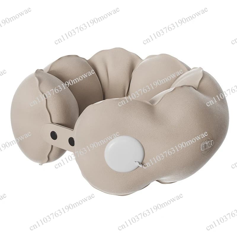 Inflatable U-Shaped Neck Pillow Adjustable Foldable Portable Travel Cushion