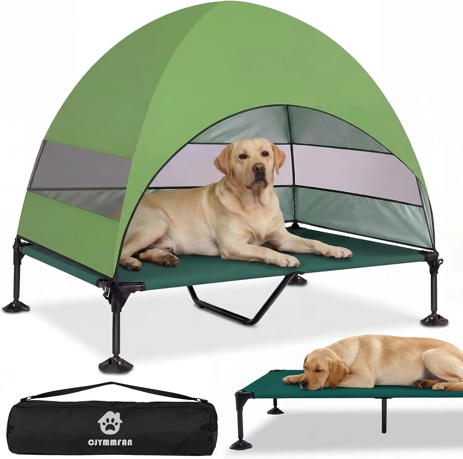 Cuccia Rialzata Portatile per Cani con Tettuccio, Piedini Antiscivolo per Campeggio, Spiaggia, Giardino