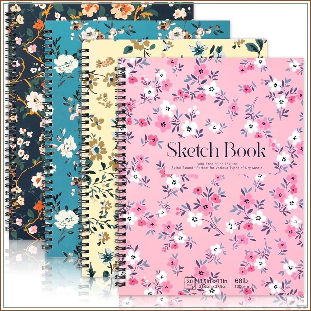 4 Pack Sketch Book 8.5x11 Spiral Bound Sketchpad 100gsm Acid Free Paper for Drawing Painting with 30 Sheets Each