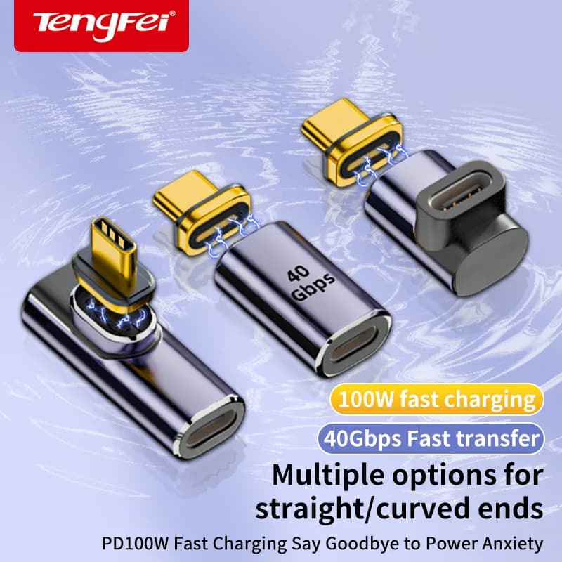 Type-C Magnetic Adapter for Gaming, Quick Charging Cable and Data Transfer, Male-Femmina USB Converter for Apple 17/15/16 Xiaomi