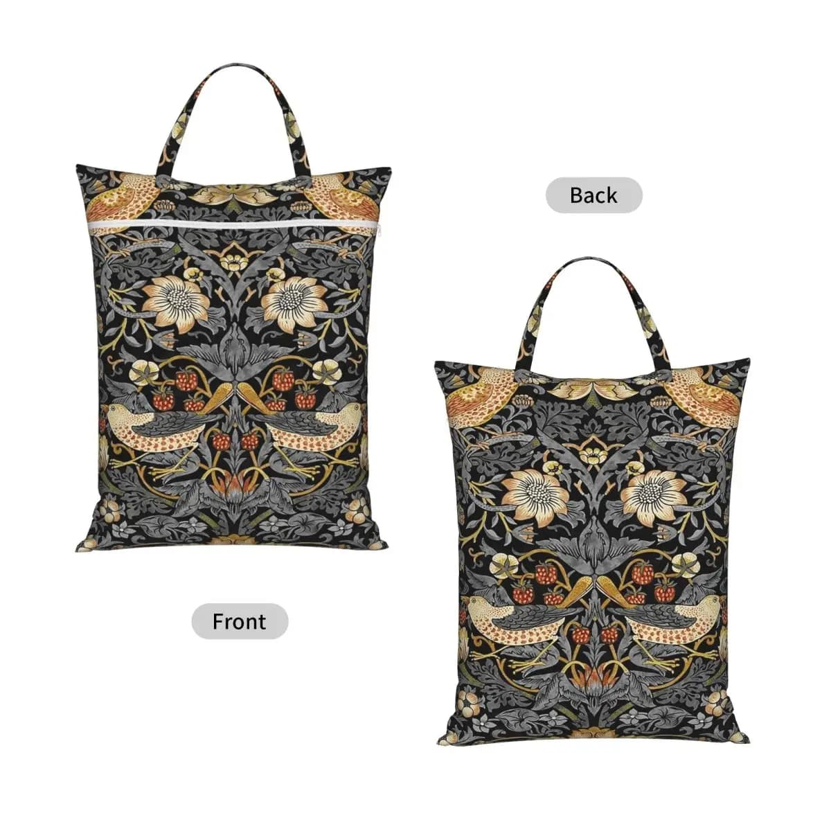 William Morris Strawberry Thief Travel Laundry Bag Waterproof Reusable Dirty Clothes Pouch Gym Yoga Camping Washing Basket