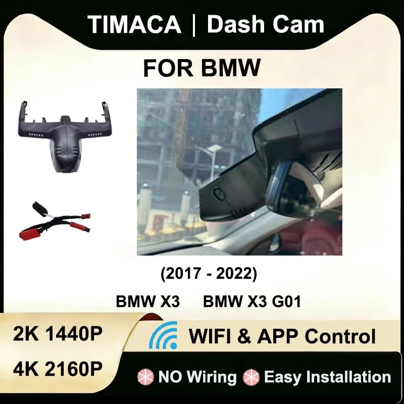 Front and rear DVR Camera for BMW X3 G01 2017 2018 2020 2021 2022, 2K 4K 2160P, Wi-Fi, Plug and Play, Video Recorder