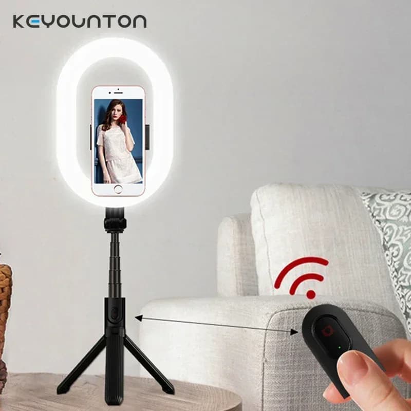 Asta per Selfie con Luce ad Anello LED e Treppiede per iPhone e Android, Supporto per Streaming Video dal Vivo, Asta per Smartphone con Bluetooth 5.0