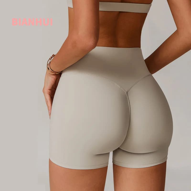 BIANHUI High Waist Yoga Shorts for Hip Lift Sensation Naked Women's Cycling Shorts Slimming Fitness Race Ladies Clothing