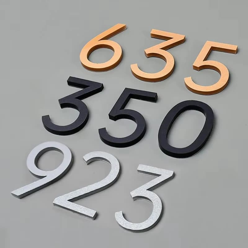 3d Digits House Number Self Adhesive Door Plate Sign Sticker 5*3.3cm Gold/Black Digital For Office Hotel Apartment Home Decor
