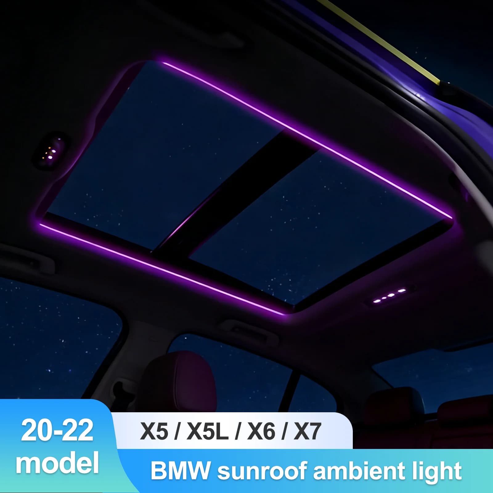 Luce Ambientale per BMW X5 X5L G05 X6 G06 X7 G07 2020-2022, Striscia LED Laterale per Tetto Panoramico, Illuminazione Interna, Plug and Play