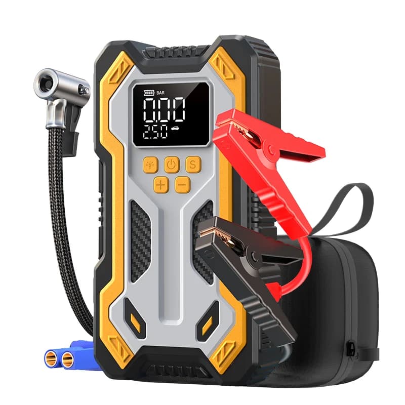 Avviatore di Emergenza con Compressore d'Aria 6000A Portatile per Auto (9.0 Benzina/6.5L Diesel) con Gonfiatore Pneumatici 160PSI con Spegnimento Automatico