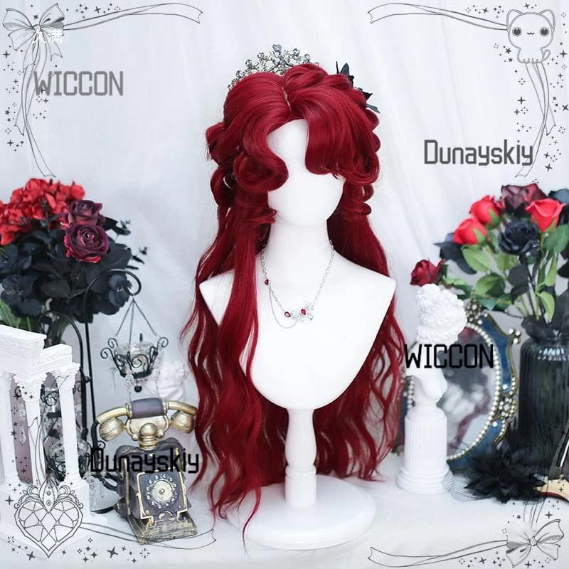 Parrucca Lolita Golden Roman Curl Vintage Rose Sposa Capelli lunghi ricci Cosplay Elegante gotico/classico Lolita Tema di matrimonio di Halloween