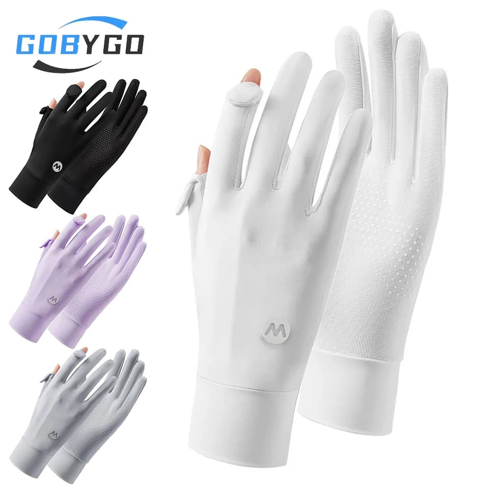 Guanti GOBYGO estivi anti-UV in filato originale antiscivolo, in seta ghiaccio, con sensazione rinfrescante, per guida, ciclismo e bici elettriche