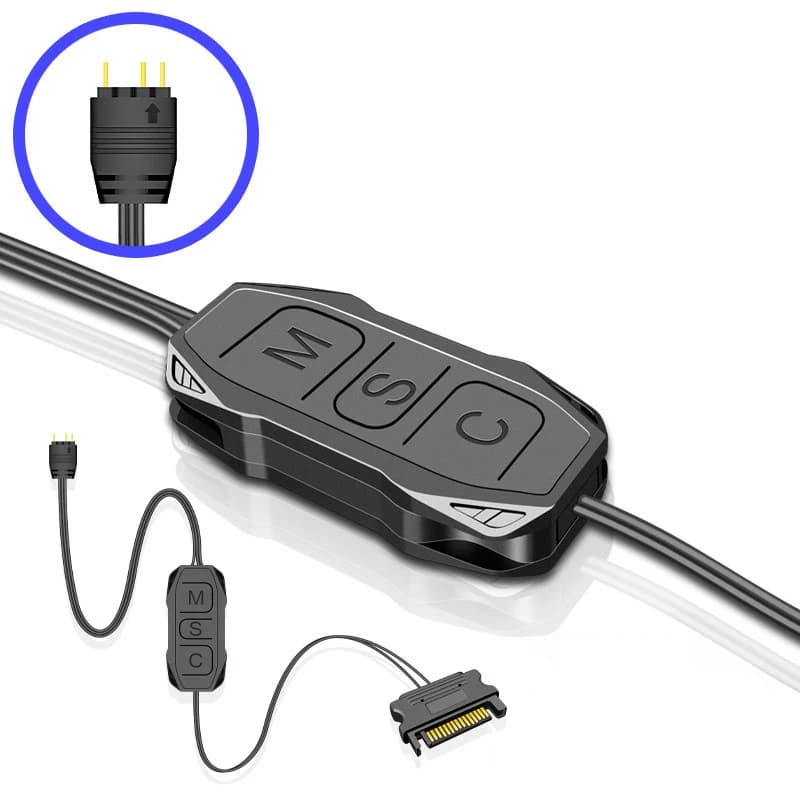 Controller di Illuminazione ARGB per Case PC, Adattatore di Alimentazione da 5V 3Pin a SATA, Mini Hub RGB per Strisce LED Indirizzabili Fai-da-Te
