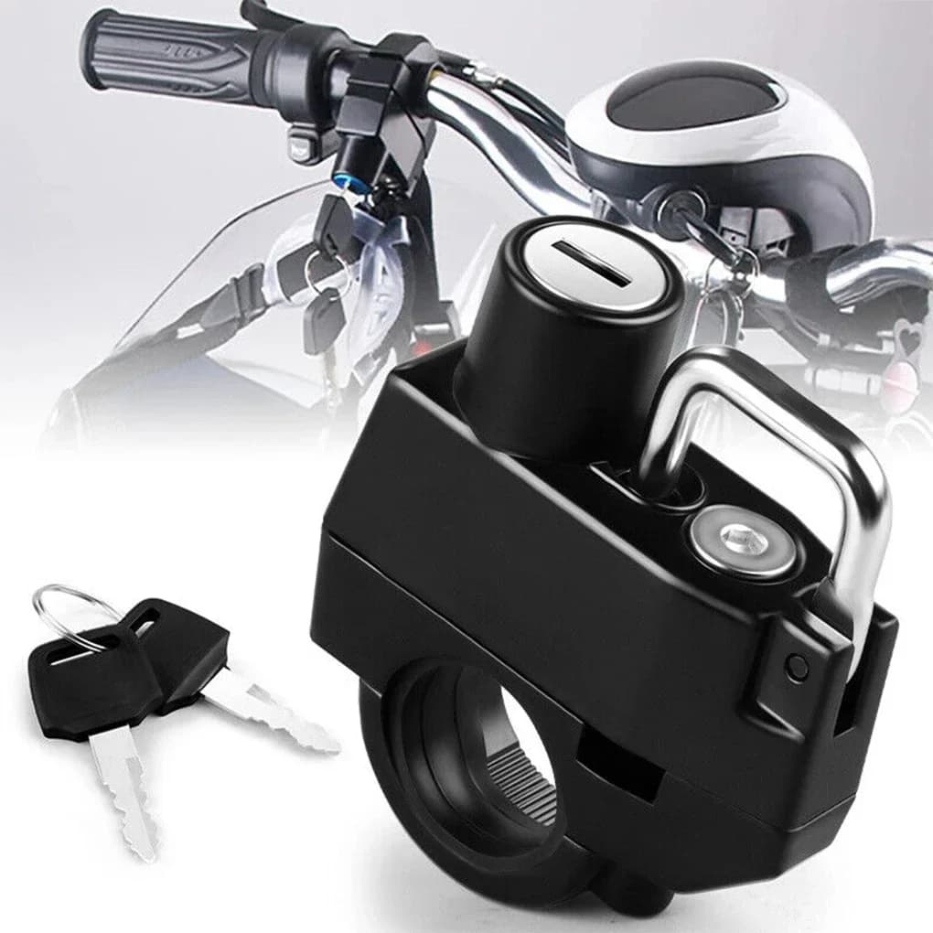 Motorcycle helmet lock - Anti-theft safety with 2 keys, compact and weather resistant for motorcycle protection, scooter, electric bike