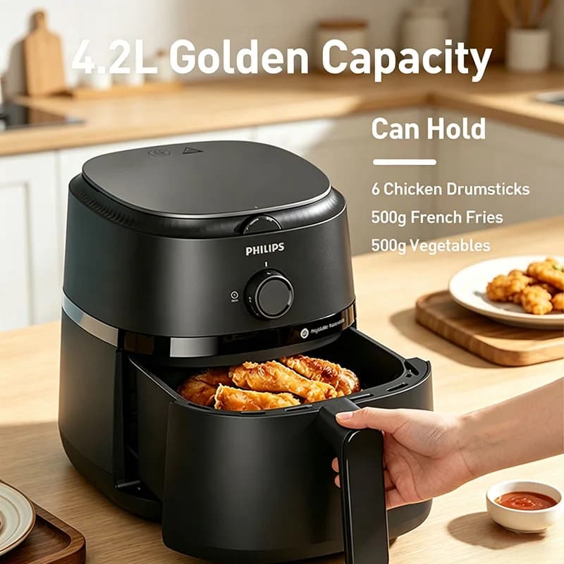 Friggitrice ad Aria Philips Na120 per Uso Domestico, 4.2L, Rivestimento Antiaderente, Facile da Pulire, Essenziale per le Cucine