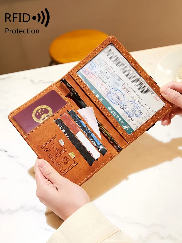 RFID Travel Passport Set/Vaccine Card porta passaporto portafoglio passaporto multifunzionale PU Set di biglietti da visita accessori da viaggio