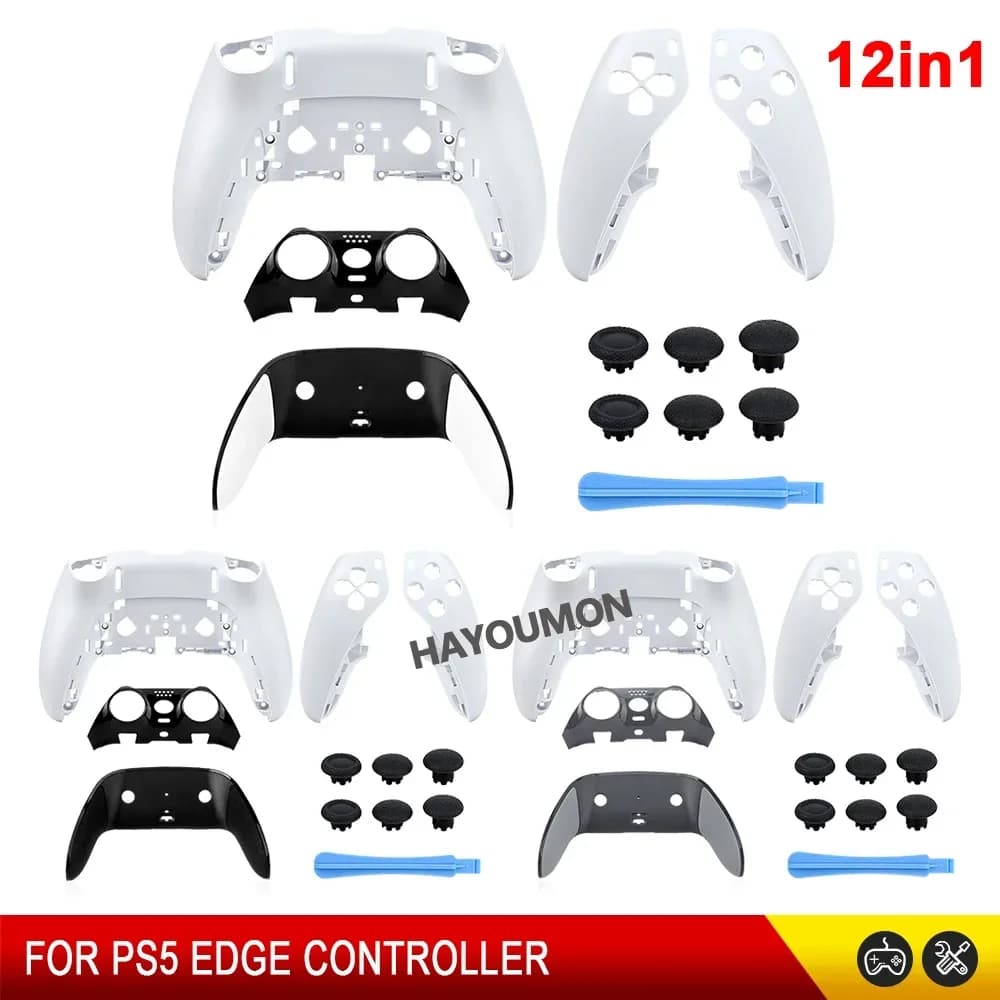 Ricambio per controller PS5 Edge, set completo di scocca con cover per le impugnature dei joystick, parti di riparazione, accessori da gioco