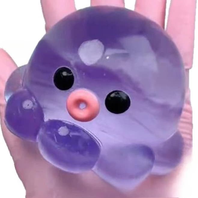 Crystal-Ball Bubble-Popping Octopus Squishy Toy, Slow-Rebound Non-Oily Snag-Free Compact Portable Scentless Quick-Rinse Tear-Resistant Stretchable Calming Textured Sensory Play