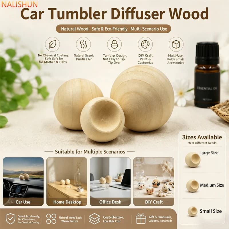 Car Tumbler Diffuser Wood, Natural Essential Oil Aroma Air Freshener For Car Home Office Wardrobe Aromatherapy Decor