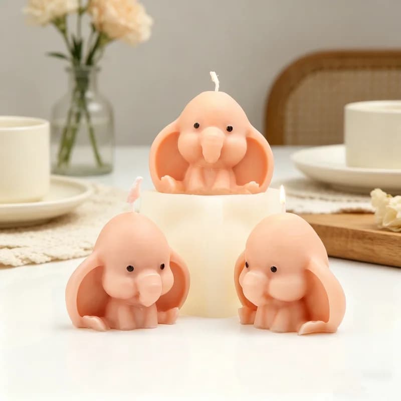 3D Cute Baby Elephant Silicone Candle Mold Lifelike Big-Eared Elephant Resin Plaster Mold DIY Scented Candle Animal Lover Gifts