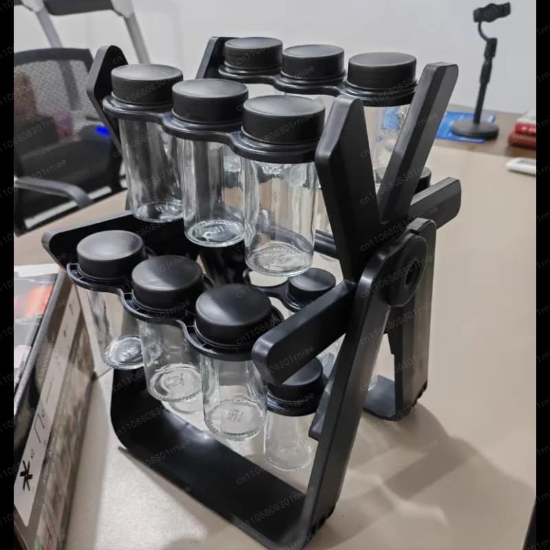 Set di portaspezie girevole a forma di ruota panoramica da 18 scomparti, in plastica, con contenitori per spezie e portaoggetti, organizer da cucina