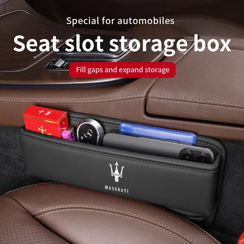 For Maserati Ghibli Grecale Coupe Quattroporte Levante GranTurismo MC20 Spyder Car Seat Multifunctional Gap Leather Storage Case