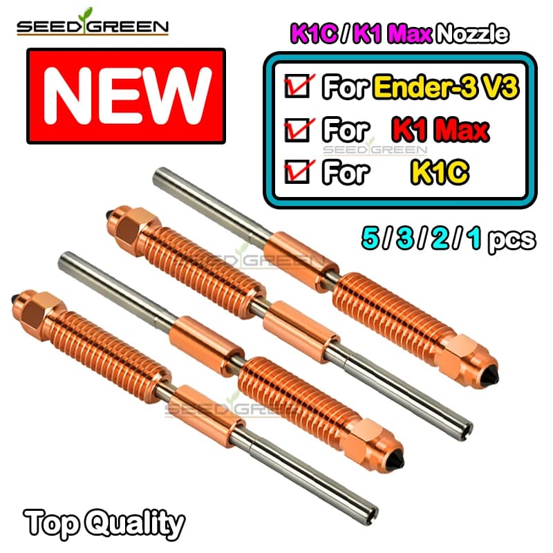 Per Creality K1C Ugello All-in-one Acciaio temprato Titanio Ad alto flusso Aggiornato K1C K1 Max Ugello 0.2/0.4/0.6/0.8mm Per Ender3 V3