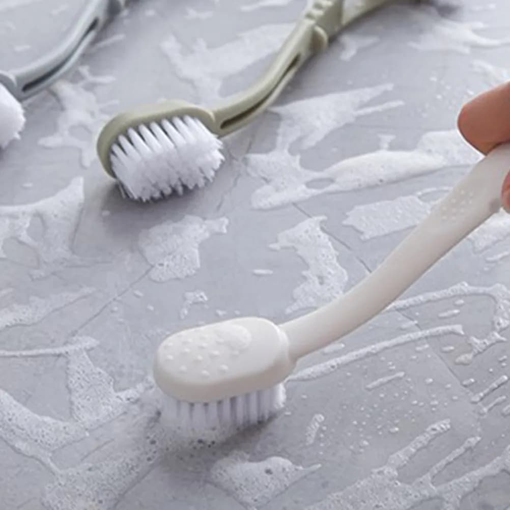 Set di 3 Spazzole Antiscivolo per Scarpe con Manico Lungo, Spazzola Multifunzionale a Doppia Testa per Pulizia e Bucato, Grigio Verde Beige, per Casa e Cucina